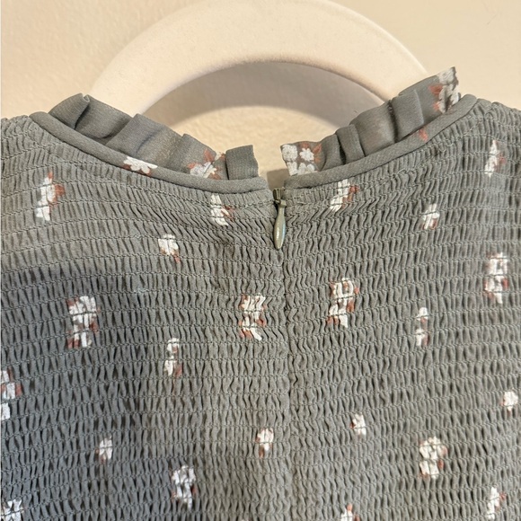 Aritzia Wilfred • Smocked Floral Long Sheer Puff Sleeve Blouse Sz M - Picture 9 of 10